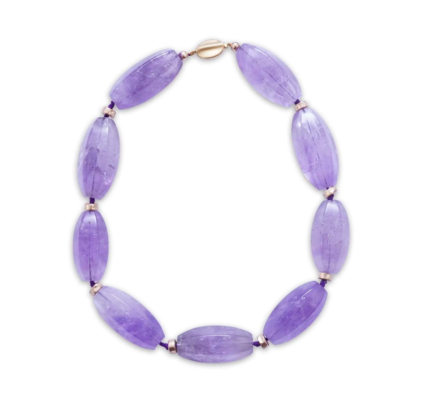 An amethyst and gold necklace